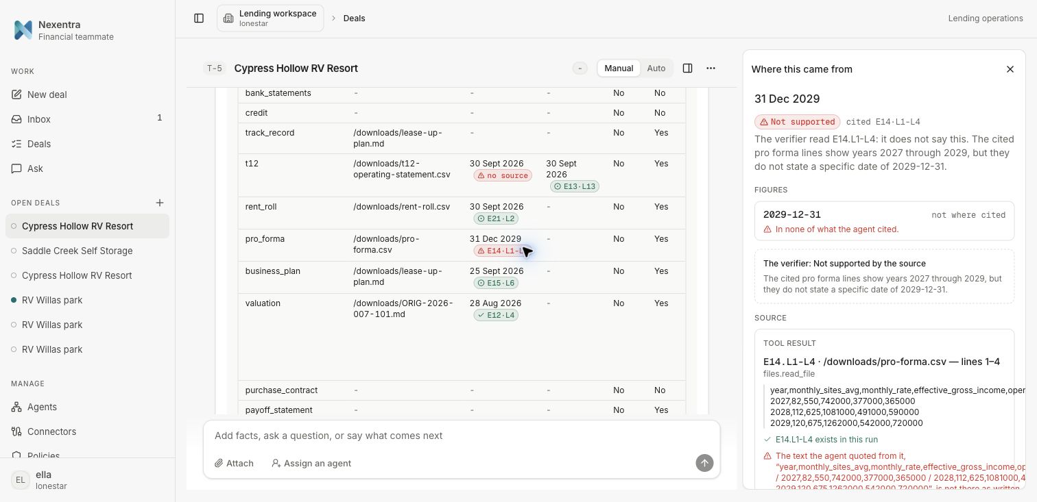 CRE demo flagging an exact date that the source does not support